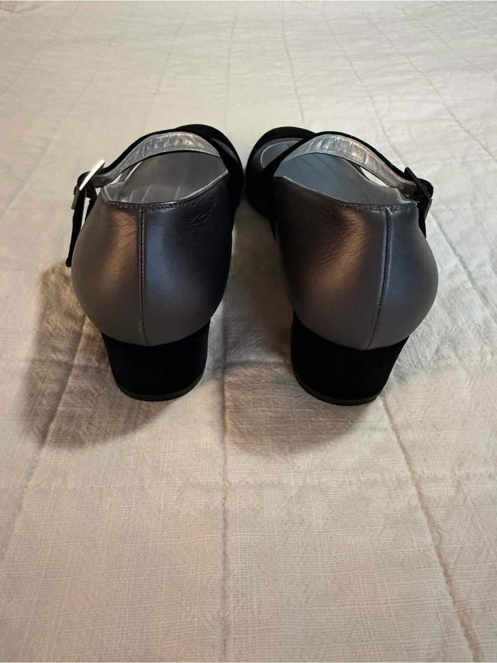 VINTAGE CHANEL Unused Black & Gray Mary Jane Low Block Heel Women's Size: IT 40 - Picture 8 of 9